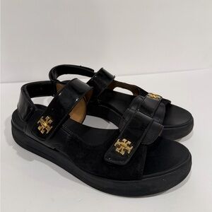 Tory Burch woman’s Black Sandals with Gold Emblem